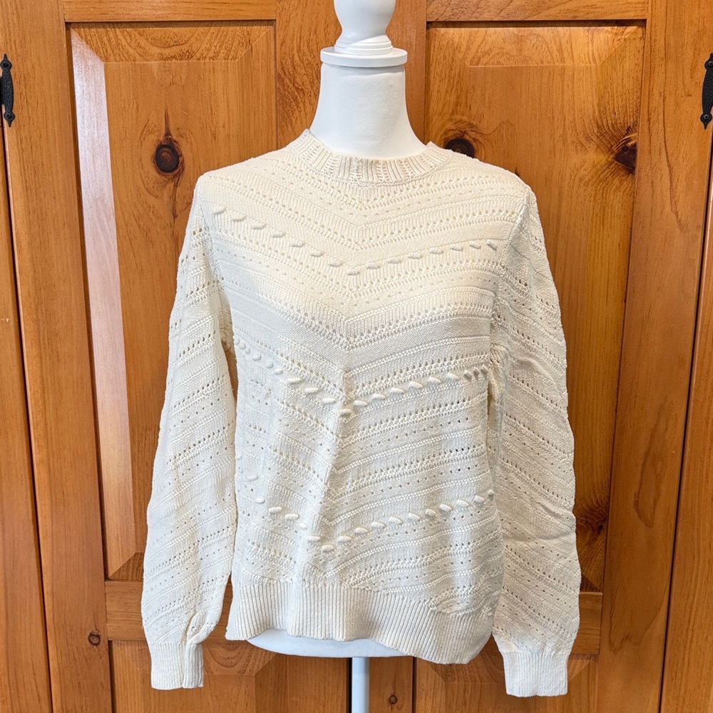 Charter Club Cream Textured Knit Sweater